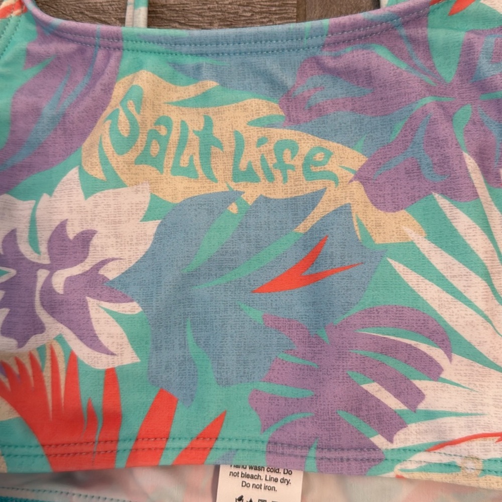 Salt Life Girls Size 10 one piece swimsuit with a two piece look in front Purple - Picture 5 of 11